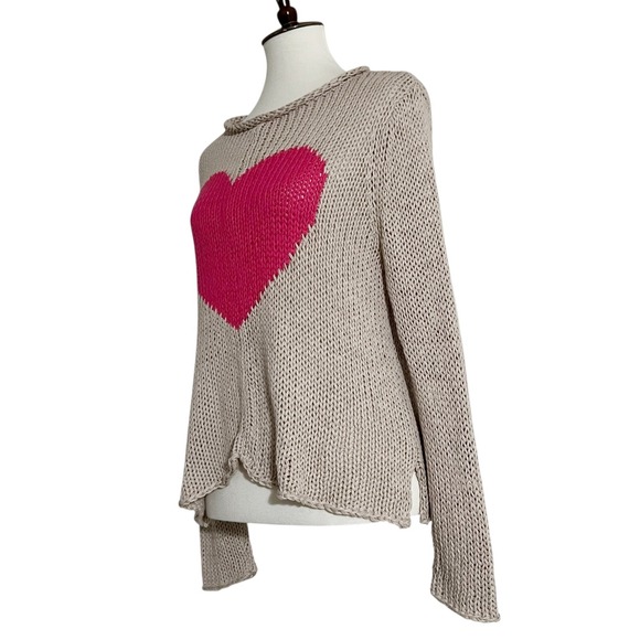 Wooden Ships Heart Knit Sweater Long Sleeve Relaxed Fit Pullover Size X/S - Picture 7 of 11